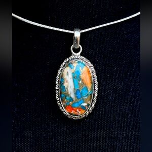 925 Sterling Silver With Spiny Oyster Turquoise